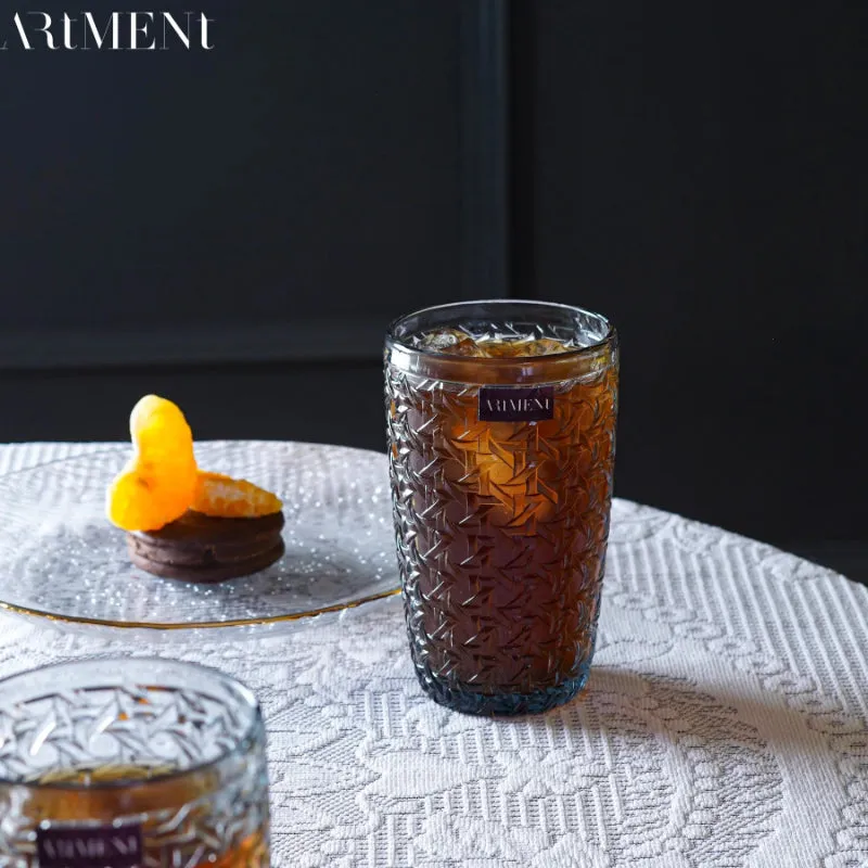 Grey Criss Cross Impressions Water & Juice Tumbler Glasses | 310 ML