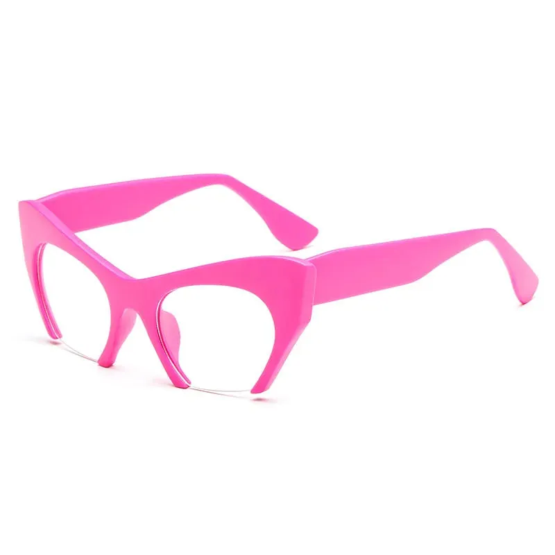 Retro Anti Geometric Half Frame Cat Eye Optical Glasses
