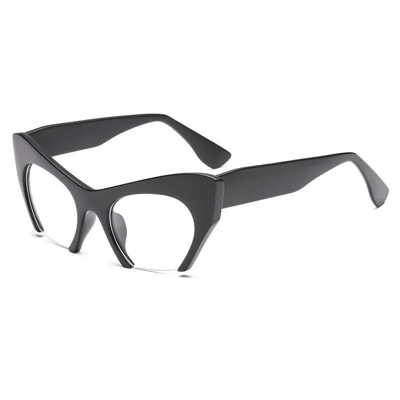 Retro Anti Geometric Half Frame Cat Eye Optical Glasses