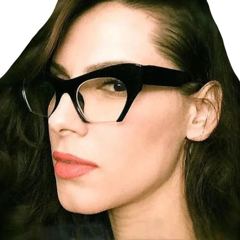 Retro Anti Geometric Half Frame Cat Eye Optical Glasses