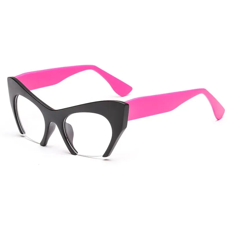 Retro Anti Geometric Half Frame Cat Eye Optical Glasses