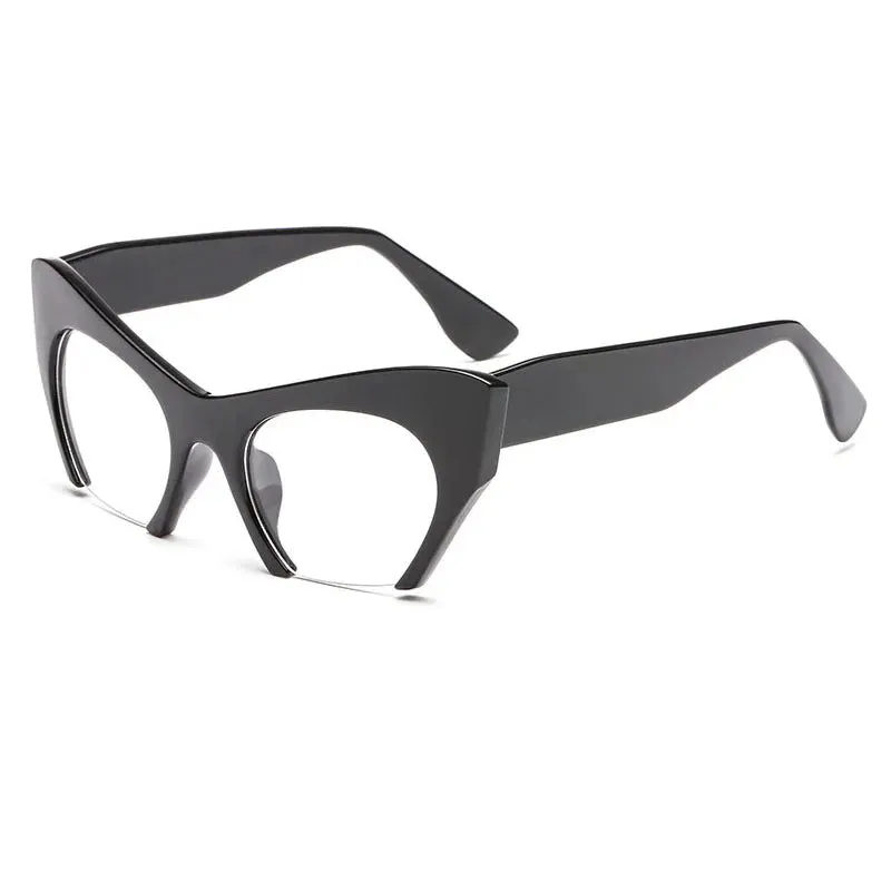Retro Anti Geometric Half Frame Cat Eye Optical Glasses