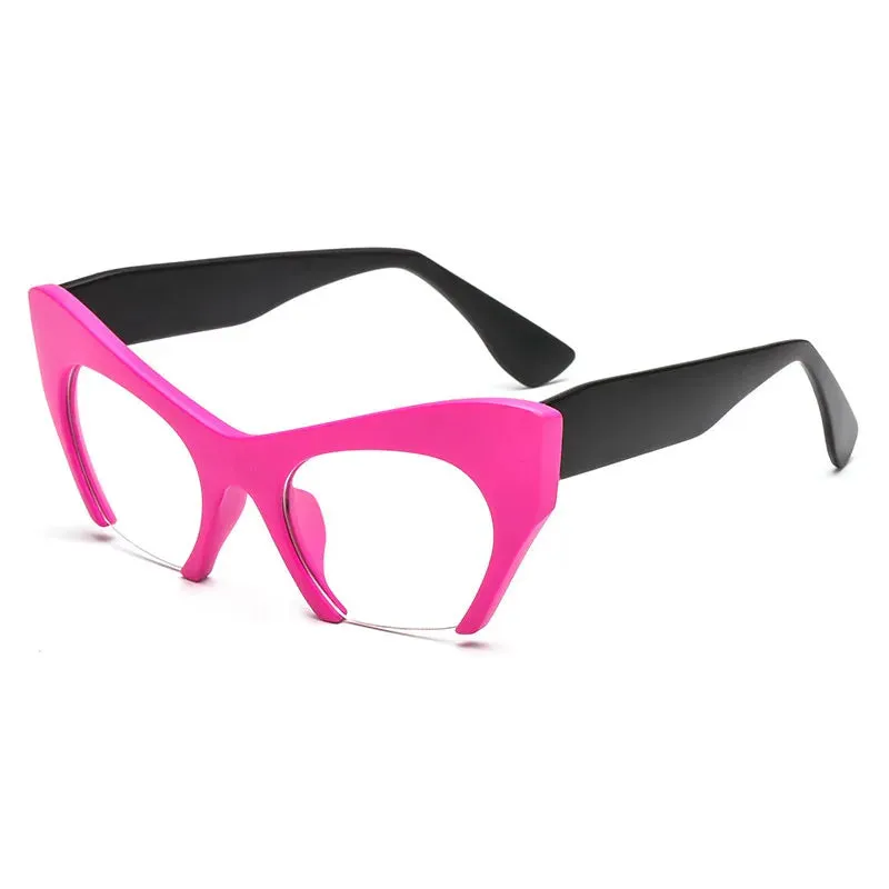 Retro Anti Geometric Half Frame Cat Eye Optical Glasses