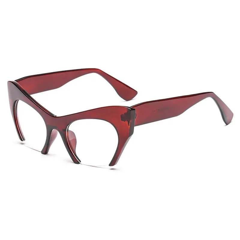 Retro Anti Geometric Half Frame Cat Eye Optical Glasses