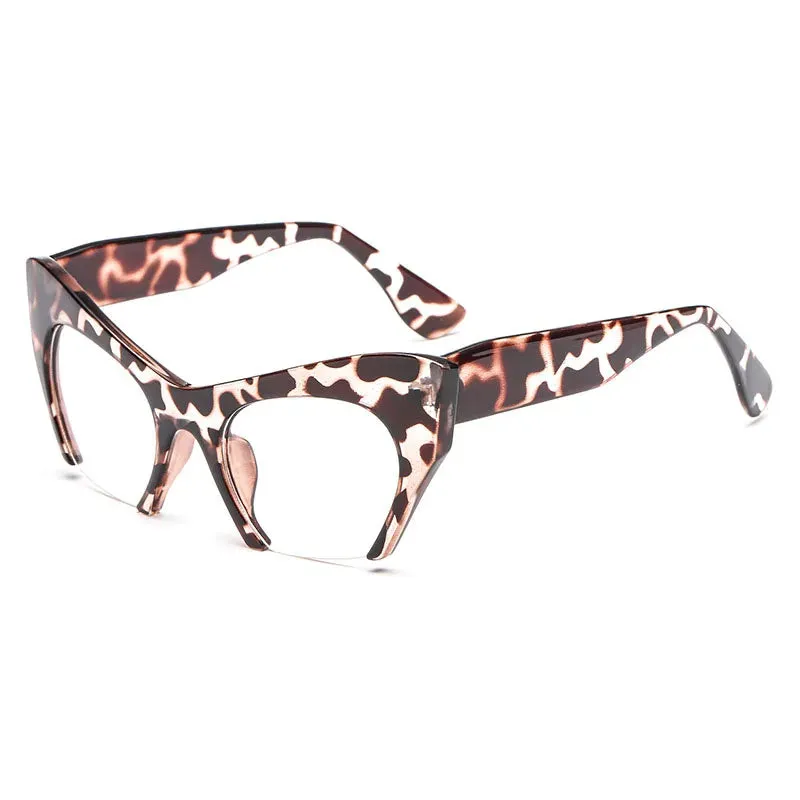Retro Anti Geometric Half Frame Cat Eye Optical Glasses